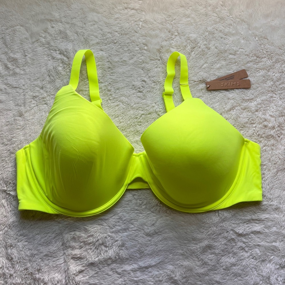 Skims Fits Everybody Scoop Plunge Bra 46D Green Highlighter BR-UWR-1997 Neon New